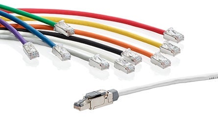 Cordones de interconexión protegida Cat 6A y enchufe universal sin herramientas